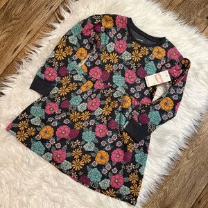 Jumping Beans Girls Floral Fleece Long Sleeve Dress Size 4 NEW
